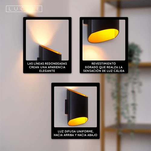 Lucide DILETTA - Lámpara de pared - 1xG9 - Negro - USP